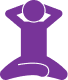 Purple icon showing a person supporting their head, symbolizing upper-body relaxation and posture correction with Morning Walker.