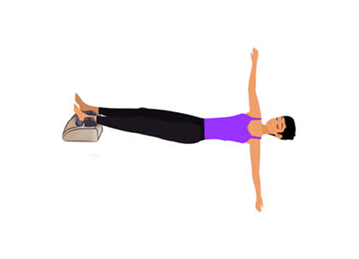 Woman practicing the Core Connection posture, placing hands on her belly while using Morning Walker to aid digestion and mindful breathing.