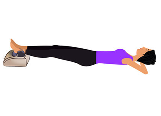 Woman performing the Head Support Stretch posture using Morning Walker to open the chest and stretch upper-body muscles.
